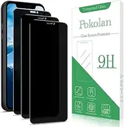Pokolan 3 Pack Privacy Screen Protector for iPhone 11, XR, Anti Spy Tempered Glass, 9H Hardness, Case Friendly, Anti Scratch, Bubble Free, Easy to Install