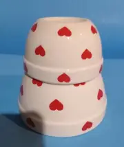 TERRAMOTO Set of 2 Ceramic Nesting Bowls Valentine's Red Hearts