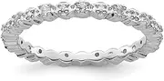 [JewelryWeb] 925 Sterling Silver Polished Prong set Stackable White Topaz and Diamond Ring Size 6-Stackable-Ring for Women