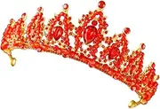 Baluue Crystal Tiara Crowns Bridesmaid Prom Robes Costume Rhinestone Props Bridal Wedding Decorations Gown Princess Crown The Crown Crystal Crown Bride Headdress Red
