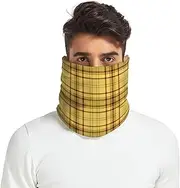 [Caihoyu] Winter Neck Warmer for Women Men Thick Thermal Fleece Lined Neck Ski Warmer Outdoor Cold Weather Buffalo Plaid Tartan Check Scotland Gold Butter Scotch Pattern, Multicolor