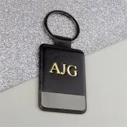 Black Personalised Initials Keyring