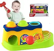Pound A Ball Montessori Learning Toy Included 3 Colorful Balls & 1 Hammer,Interactive Learning Activity with Towing Holes,Early Developmental Hammer Toy for 1-3 Years,STEM Early Education Gift
