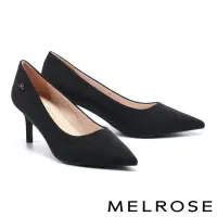 在飛比找momo購物網優惠-【MELROSE】美樂斯 質感簡約M字金屬飾釦布面尖頭高跟鞋