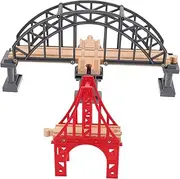Wooden Train Bridge Model 2pcs Train Track Bridge Decorative Playset for Boys and Girls