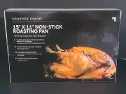 NEW IN BOX Sharper Image Nonstick Roasting Pan with Carving Knife Fork & Baster