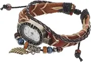 [VALICLUD] 1pc Beaded Bracelet Watch Bracelet Man Bracelet Ladies Watches Mens Cuff Bracelets Bangle Bracelets Cuff Watch Man Watch Men's Watch Women Wristwatch Top Layer Cowhide