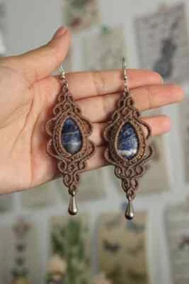Earrings with sodalite