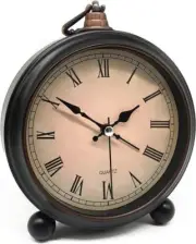Table Clock Retro Twin Bell Metal Frame Alarm Clock Without batteries