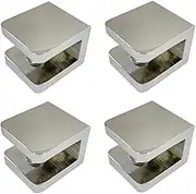 Pack of 4 LuKLoy Shower Glass Clamp, No-drill-on-glass Fixed Panel Shower Door Clip Holder Bracket Support Fixed Panel U-Clamp (4, Square clamp for 6~10mm glass)