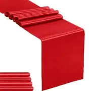 -Pack Satin Table Runner 12 x 108 inches Long, Table Runners for Wedding, 5 Red