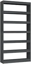 Bookcase Room Divider Grey 100x30x200 cm Solid Pinewood - Sturdy Standing Shelf for Living Room, Bedroom, Office - Space Saving Solution for Small Homes