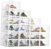 Shoe Boxes Clear Plastic Stackable, 18 Pack Premium Shoe Organizer Storage