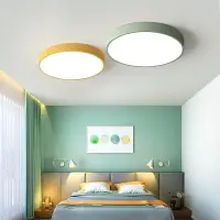 在飛比找樂天市場購物網優惠-北歐吸頂燈簡約現代創意圓形馬卡龍兒童房間燈室內創意led臥室