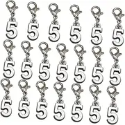 Hohopeti 20pcs Alloy Lobster Clasp DIY Charms Numeral Pendants for Necklace Jewelry Making Accessory