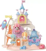 Whimsical Dollhouse Amusement Park with 3 Cute Baby Figures - 4 Rides Included