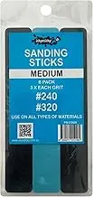 ICKYSTICKY Medium Grits Sanding Sticks or Boards Ideal for Woodworking Hobby Arts Crafts Models Mixed Grits and Lengths Cushioned Abrasive 6pack