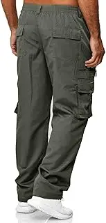 [Generic] Men's Casual Cargo Pants Straight Legs with Multi-Pocket Outdoor Hiking Pants Security Cargo Combat Workout Trousers
