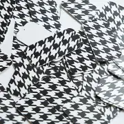 Rectangle Sequin 1.5" Black White Houndstooth Pattern Opaque