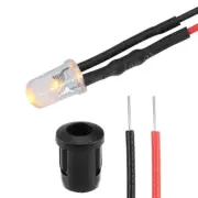 20Set DC 12V 5mm Pre Wired LED with Holder Yellow Light Lens 8mm Panel Mount