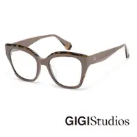 在飛比找PChome24h購物優惠-【GIGI Studios】 幾何曲線粗框貓眼光學眼鏡(奶茶