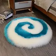 GREFAR Round Cute Cartoon Rug Bedroom Rug Children's Room Fluffy Rug Living Room Decor Plush Rug Bedroom Home Decor Round Plush Floor Mat(80 * 80cm, F)