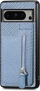Compatible with Google Pixel 6 5G Case,Compatible with Google Pixel 6 5G Zipper Card Slots Built-in Magnet Kickstand Phone Case Blue
