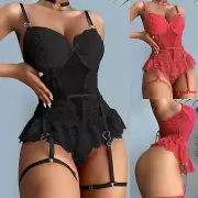 Women Lace Sexy Lingerie Sleepwear Romper Jumpsuit Sleepwear Lace Underwear