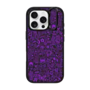 iPhone 16 Pro Impact Ring Stand Case MagSafe Compatible Transparent Cute Funny Purple Graffiti Doodle Drawings