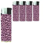 Pink Leopard Print y2k Glam Lighters Set of 5 Electronic Refillable Butane