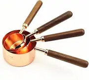 Alipis Measuring Cups Spoons Set Round Handle 4 Sizes Stainless Steel Copper Finish Kitchen Measure Tools Engraved Cup Present for Bakers