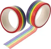 2pcs Rainbow Stripe Washi Tape DIY Decorative Adhesive Tape for Crafting Present Wrapping Stationery Easy to Stick Remove for Arts Imaginative Projects