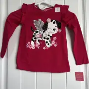 NEW NWT ISAAC MIZRAHI Girls Size 4 Sparkles Dalmatian Ruffle Sleeve Top