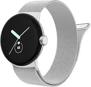 Stainless Steel Bands for Google Pixel Watch Band & Google Pixel Watch 2 Band Women/Men, Loop Metal Magnetic Mesh Comfortable Replacement Strap Women Men for Google Pixel Watch 1/2（silver）