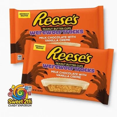 Vanilla Reese's Limited Ed Werewolf Tracks Peanut Butter Cup 9.35 oz Baga 2pk