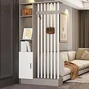 Modern Wall Room Divider, Room Divider Wall Privacy Panels, Bathroom Entryway Privacy Screen, Storage Cabinet with Coat Rack, Privacy Screens for Hotel Restaurant(Gray,120cm/47.2in)