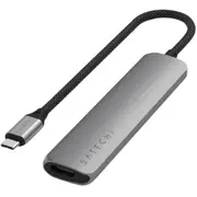 SATECHI Slim USB-C MultiPort Adapter - Space Grey - 1x USB-C PD port 100W, SD & MicroSD Card Reader, USB-A 3.2 Port, USB-A 2.0 Port, HDMI Video Port (4k60Hz) [ST-P6SM]