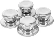 Luxshiny 4pcs Stainless Steel Replacement Pot Lid Handles Fit Knob for Cookware Comfortable Grip Design and Practical Pot Cover Knob for Home and Professional Use