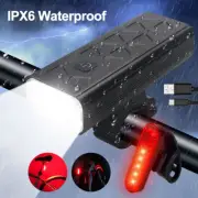 Bicycle 8LED Head&Tail Light Set Bike Front Lamp HI-LO Beam USB Charging 8000LM