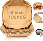 Large Air Fryer Disposable Paper Liners Square 9 Inch, 100 Pcs Parchment Paper Liner for 5-8QT Air Fryer, Oil-Proof, Water-Proof, Parchment Baking Paper for Baking Roasting Microwave