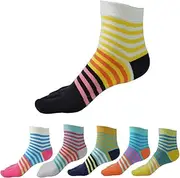 [PIDUDU] Women's Toe Socks Five Fingers Socks, Women's Five Finger Socks Made of Cotton, Women's Trainer Socks with Toes for Sports, Running, Leisure, Breathable and Colourful Socks, 6 Pairs