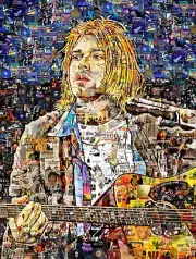 Art Collage Poster Kurt Cobain (Nirvana) Print Made Of Classic Rock Music Albums