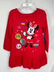 Disney Minnie Mouse Girl Sz 3 Long Sleeve Nightgown PJ Christmas Holiday FaLaLa