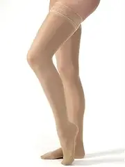 JOBST UltraSheer Thigh High with Lace Silicone Top Band, 20-30 mmHg Compression Stockings, Closed Toe, Large Petite, Suntan
