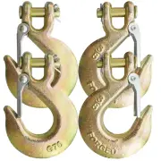3/8" Clevis Slip Hook with Safety Latch, 4 Pack Heavy Duty Clevis Chian Hook for