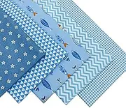 5PCS 25cmX25cm Blue Cotton Patchwork Fabric Bundle Squares Quilting Scrapbooking Sewing Art Craft Beds Curtains Pillows Pajamas Making Fabric