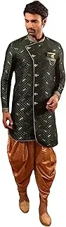 [Shreyanvi] Indian Designer Traditional Ethnic Royal Wedding Wear Men's Indo-Western Kurta Pyjama Set
