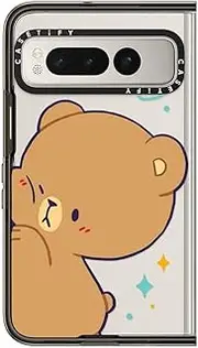 [CASETiFY] Impact Google Pixel Fold Case [4.4ft Drop Protection/Compatible with Magsafe] - Bumping Mocha by MilkMochaBear - Clear Black