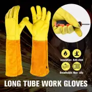 Long Leather Gardening Gloves Pruning Thorn Proof Protect Sleeve Work Gloves
