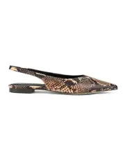 [Siren] Lorie Slingback Flats in Brown Snake Leather